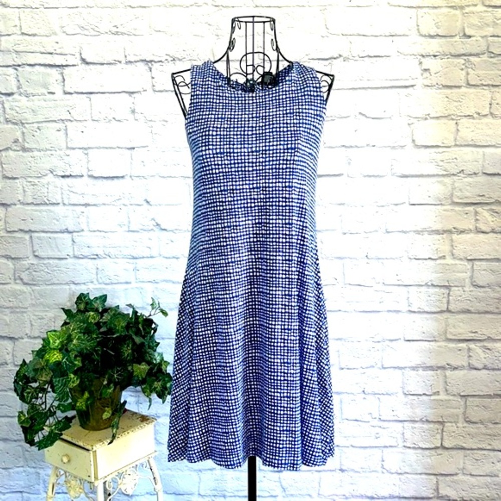 Mercer & Madison blue, black & white rayon dress size small